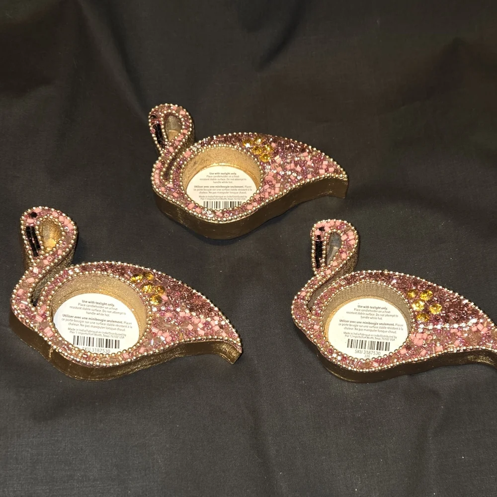 Pier 1 Imports Tea Light Flamingo Trio Set